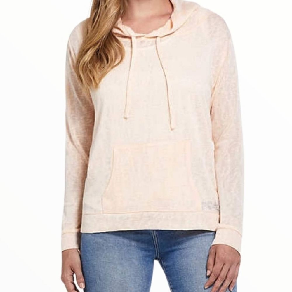 NWT VINTAGE WATERPROOF BRAND SLUB SHEER PEACH HOODY SZ.L